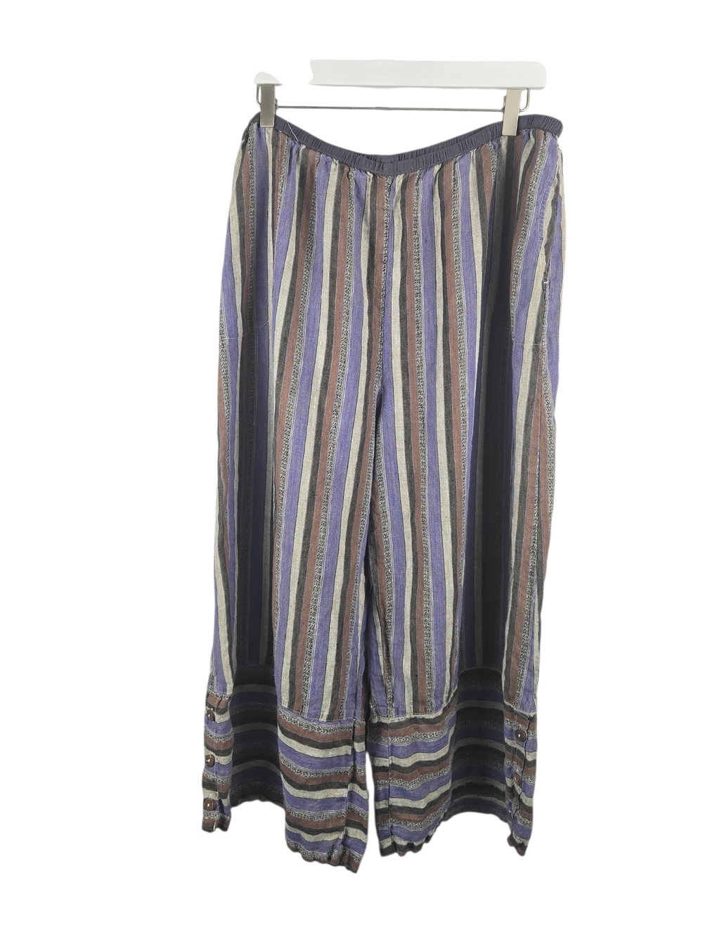 Kleen Linen Cropped Wide Leg Palazzo Pants Multicolor Stripe Size 1X